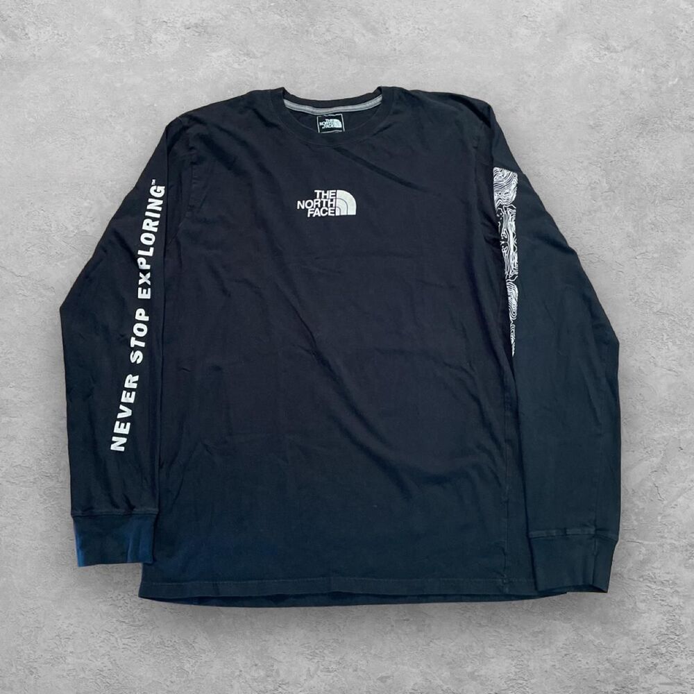 The North Face Topo Graphic Long Sleeve Tee Black Men's Large
